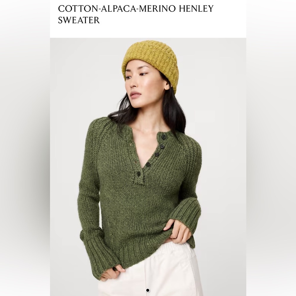 Banana Republic Cotton-Alpaca-Merino Henley Sweater